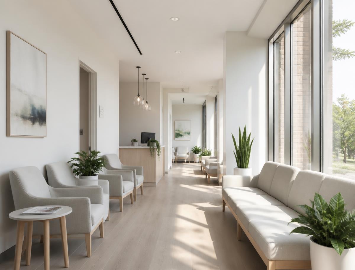 Clean clinic waiting area