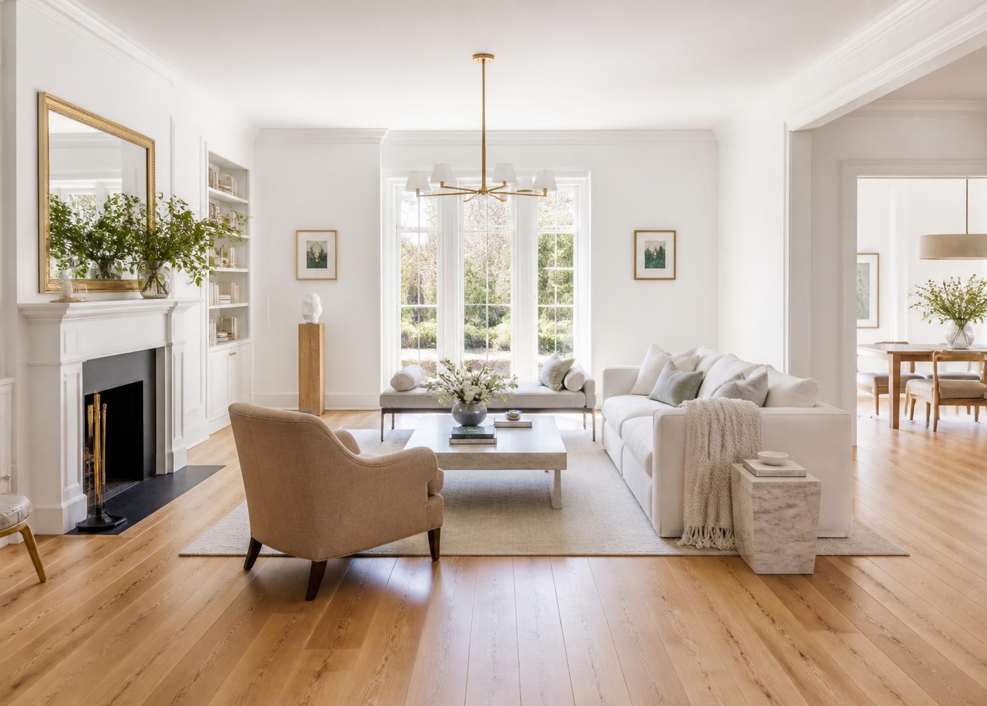 Bright luxury living room after cleaning